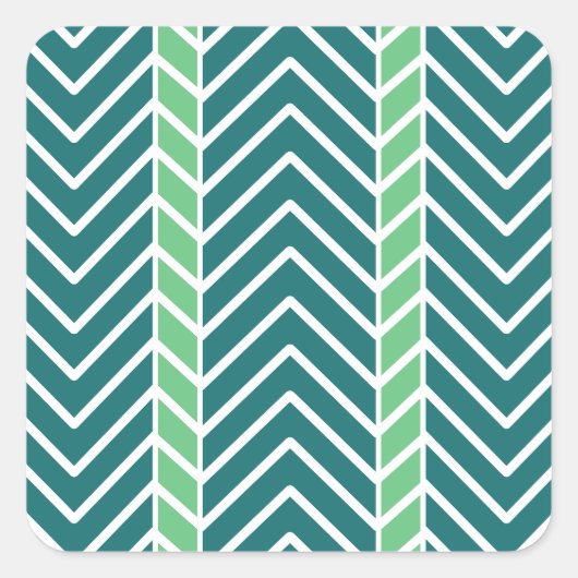 Chevron Pattern Teal Vierkante Sticker (Voorkant)