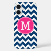 Chevron Pattern Triple Monogram - magenta marinesc Case-Mate iPhone Case (Achterkant)