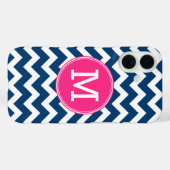 Chevron Pattern Triple Monogram - magenta marinesc Case-Mate iPhone Case (Achterkant (horizontaal))
