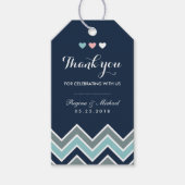 Chevron Pattern Vrijgezellenfeest Blue Gift Label Cadeaulabel (Voorkant)