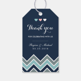 Chevron Pattern Vrijgezellenfeest Blue Gift Label Cadeaulabel