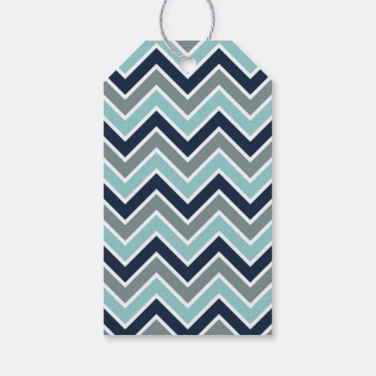 Chevron Pattern Vrijgezellenfeest Blue Gift Label Cadeaulabel (Achterkant)