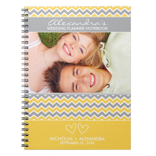 Chevron Pattern Wedding Planner-laptop (geel) Notitieboek (Voorkant)