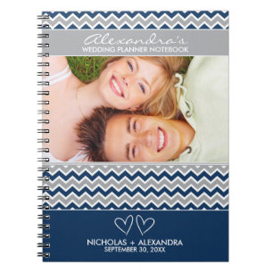 Chevron Pattern Wedding Planner-laptop (marine) Notitieboek