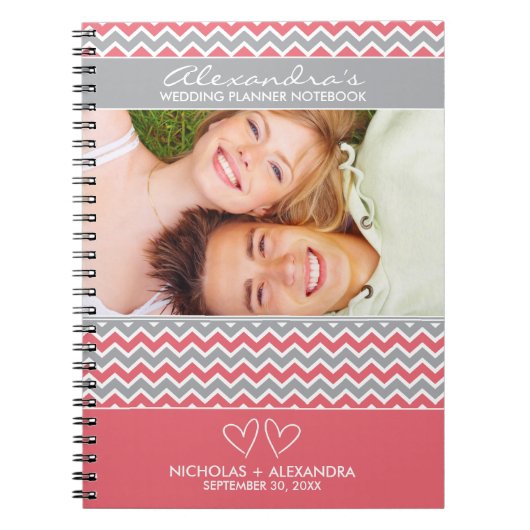 Chevron Pattern Wedding Planner-laptop (roze) Notitieboek (Voorkant)