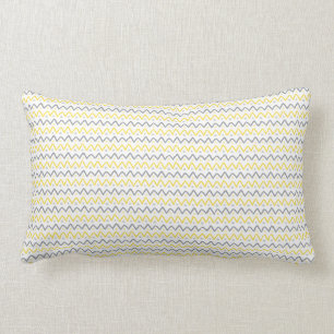 Chevron Pattern Yellow & Gray Lumbar Pillow Kussen