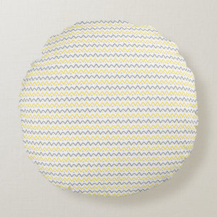 Chevron Pattern Yellow & Gray Round Pillow Rond Kussen