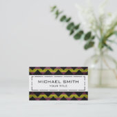 Chevron Pattern Zigzag op houtextuur #3 Visitekaartje (Staand voorkant)