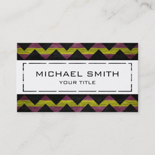 Chevron Pattern Zigzag op houtextuur #3 Visitekaartje (Voorkant)