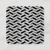 Chevron Pattern - Zwart-wit Vierkante Visitekaartje (Voorkant)