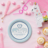 Chevron Patterned Elephants w Heart Oh Baby Boy Papieren Bordje (Feest)