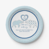 Chevron Patterned Elephants w Heart Oh Baby Boy Papieren Bordje (Voorkant)