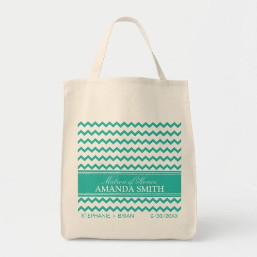 Chevron Personalized Wedding Party Tas (aqua) (Voorkant)