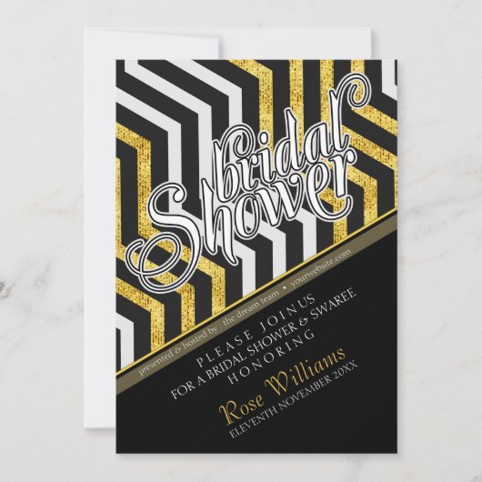 Chevron Perspective Glam Bridal Shower Invitation Kaart (Voorkant)