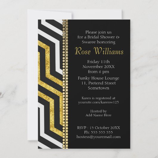 Chevron Perspective Glam Bridal Shower Invitation Kaart (Achterkant)