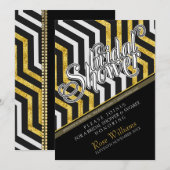 Chevron Perspective Glam Bridal Shower Invitation Kaart (Voorkant / Achterkant)