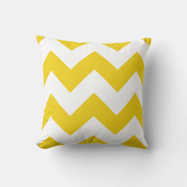 Chevron Pillow met Lemon Yellow Zigzag Kussen (Voorkant)