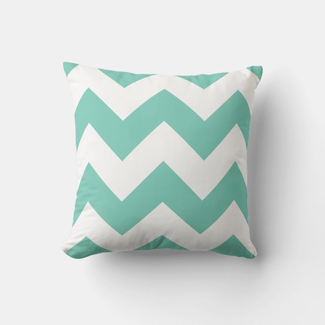 Chevron Pillow met Turquoise Zigzag Kussen (Voorkant)