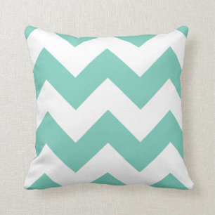 Chevron Pillow met Turquoise Zigzag Kussen