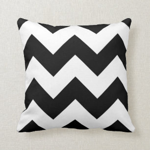 Chevron Pillow met zwarte en witte zigzag Kussen