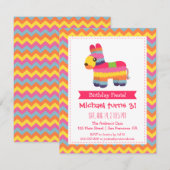 Chevron Pinata Mexican Fiesta Kids Birthday Party Kaart (Voorkant / Achterkant)