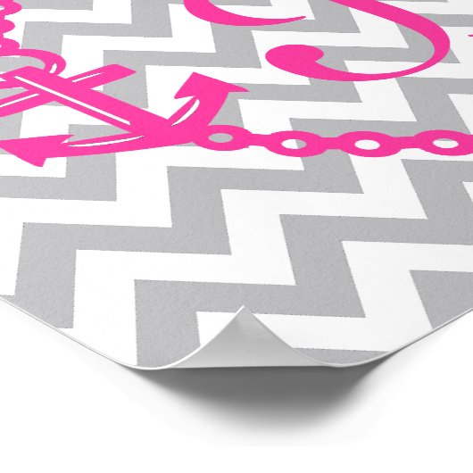 Chevron Pink Anchor Monogram Print (Hoek)