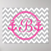Chevron Pink Anchor Monogram Print (Voorkant)