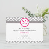 Chevron Pink Birthday Uitnodiging (Staand voorkant)