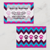 Chevron Pink Blauwgroen Puppy Paw Drukt Hondenlief Visitekaartje (Voorkant / Achterkant)