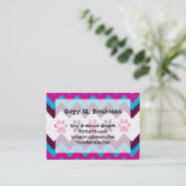 Chevron Pink Blauwgroen Puppy Paw Drukt Hondenlief Visitekaartje (Staand voorkant)