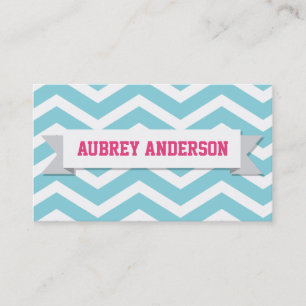 Chevron Pink Blue Custom Flag Visitekaartje