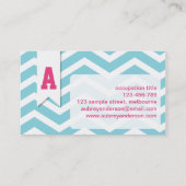 Chevron Pink Blue Custom Flag Visitekaartje (Achterkant)
