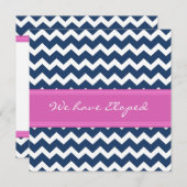 Chevron Pink Blue Elopement-aanmaningskaarten Aankondiging (Voorkant / Achterkant)