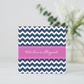 Chevron Pink Blue Elopement-aanmaningskaarten Aankondiging (Staand voorkant)