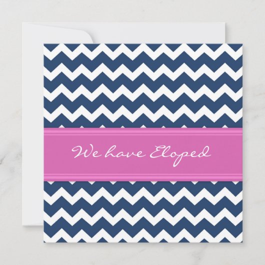 Chevron Pink Blue Elopement-aanmaningskaarten Aankondiging (Voorkant)