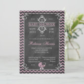Chevron Pink Chalkboard Baby shower Uitnodiging (Staand voorkant)