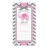 Chevron Pink Elephant Book Bord Label (Voorkant)