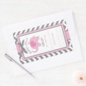 Chevron Pink Elephant Book Bord Label (Envelop)
