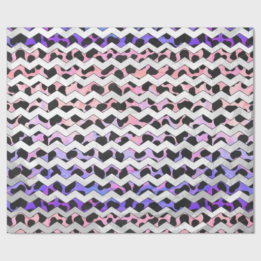 Chevron Pink en Black Dalmation Cadeaupapier (Vlak)