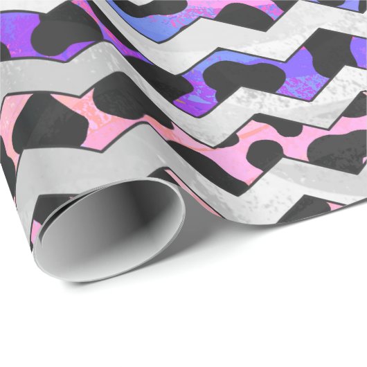 Chevron Pink en Black Dalmation Cadeaupapier (Rol Hoek)