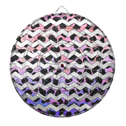 Chevron Pink en Black Dalmation Dartbord (Voorkant)