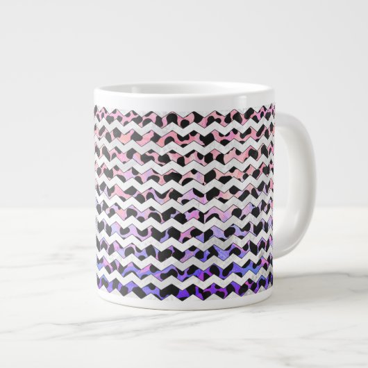 Chevron Pink en Black Dalmation Grote Koffiekop (Voorkant rechts)