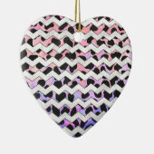 Chevron Pink en Black Dalmation Keramisch Ornament (Rechts)