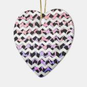 Chevron Pink en Black Dalmation Keramisch Ornament (Links)