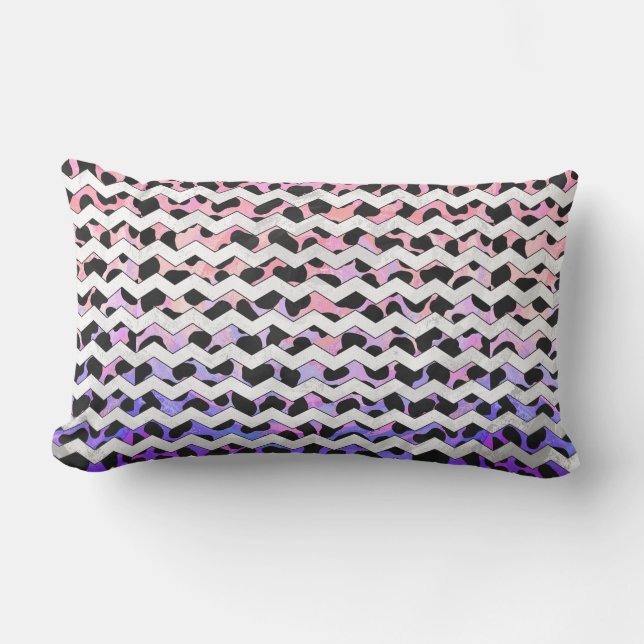 Chevron Pink en Black Dalmation Kussen (Voorkant)