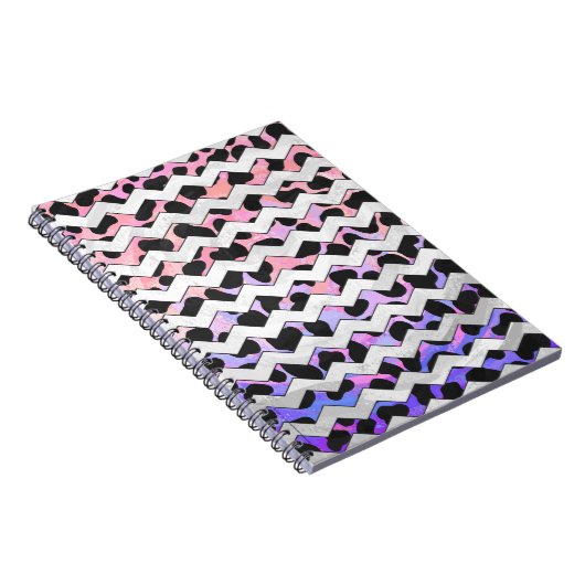 Chevron Pink en Black Dalmation Notitieboek (Rechterzijde)