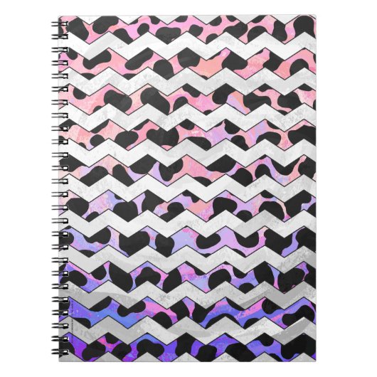 Chevron Pink en Black Dalmation Notitieboek (Voorkant)
