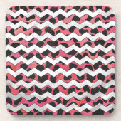Chevron Pink en Black Dalmation Onderzetter (Voorkant)