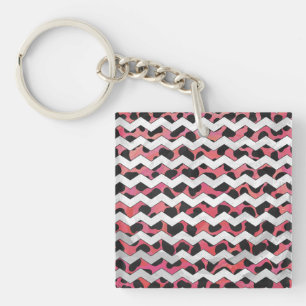 Chevron Pink en Black Dalmation Sleutelhanger