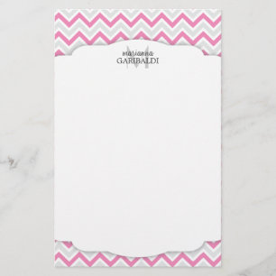 Chevron Pink en Modern Personalized Briefpapier